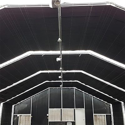 黒いカーテンの圧延の停電のプラスチック温室の通気性の自動ライトDEP